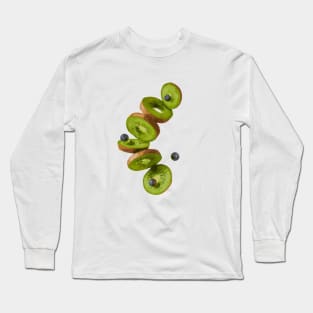 Kiwi Blueberry, Fruit for Thought Photo Vector Illustration Long Sleeve T-Shirt